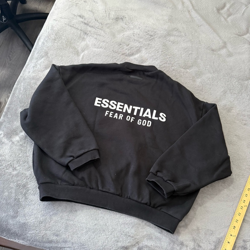 Fear of God Essentials Fleece Crewneck Sweater Black Mens Medium - Picture 2 of 7